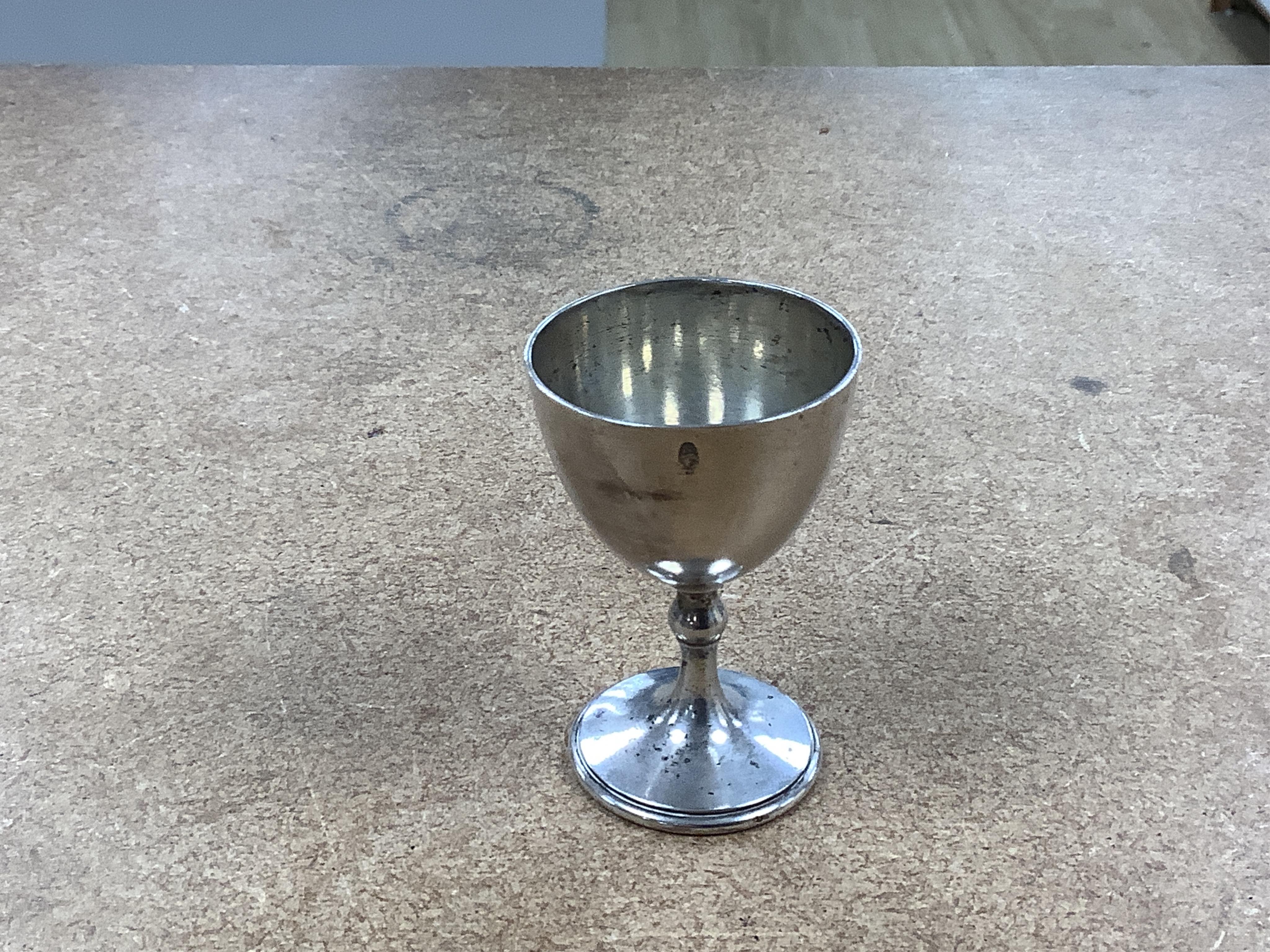 A large quantity of silver plate and some small silver to include Russian egg cup and twin handled trophy. Condition - mostly fair to good